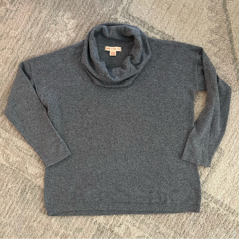 Wythe NY Space Dye Cashmere Cowl Turtleneck Sweater